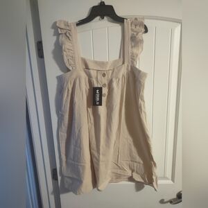 Women's Cream Ruffle Strap Dress